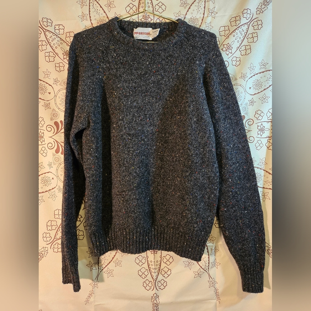 Vintage McGregor Dark Grey Multi Speckled Crewneck Sweater